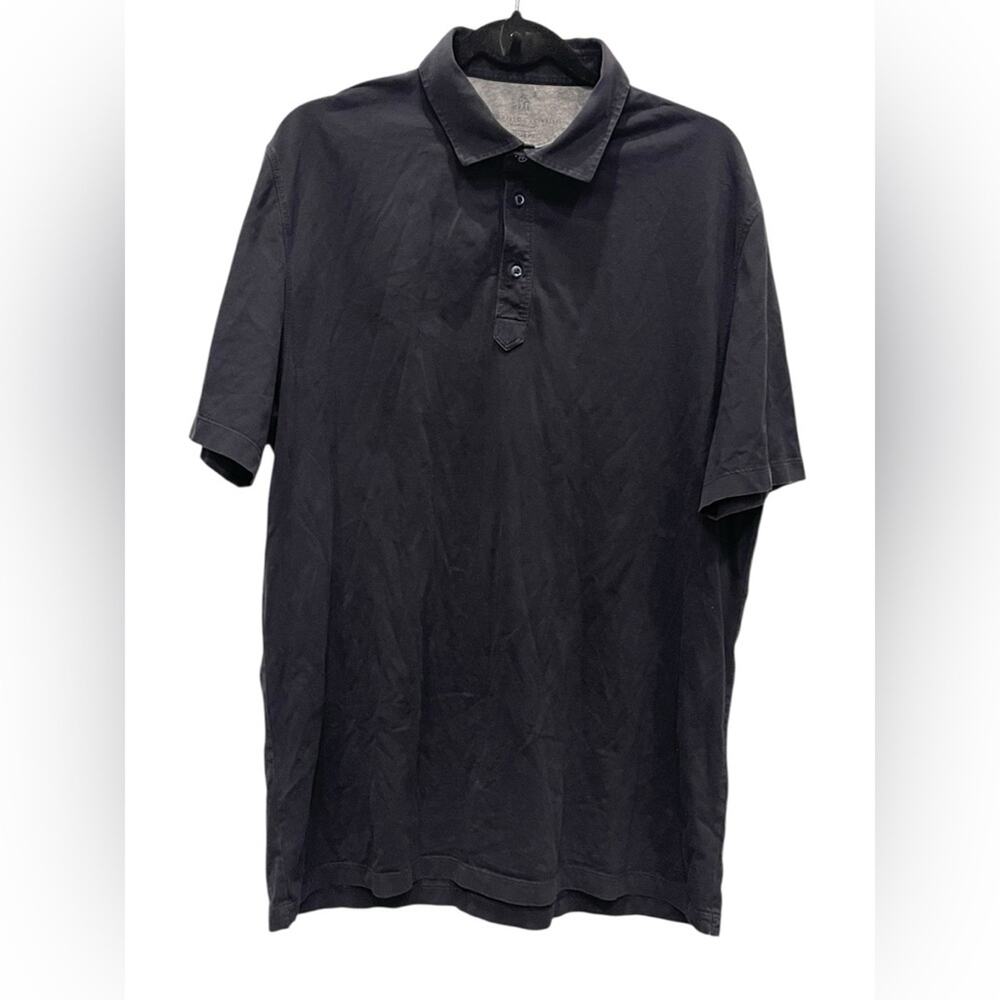 Brunello Cucinelli Men's Blue Cotton Three-Button Long-Sleeve Polo Shirt